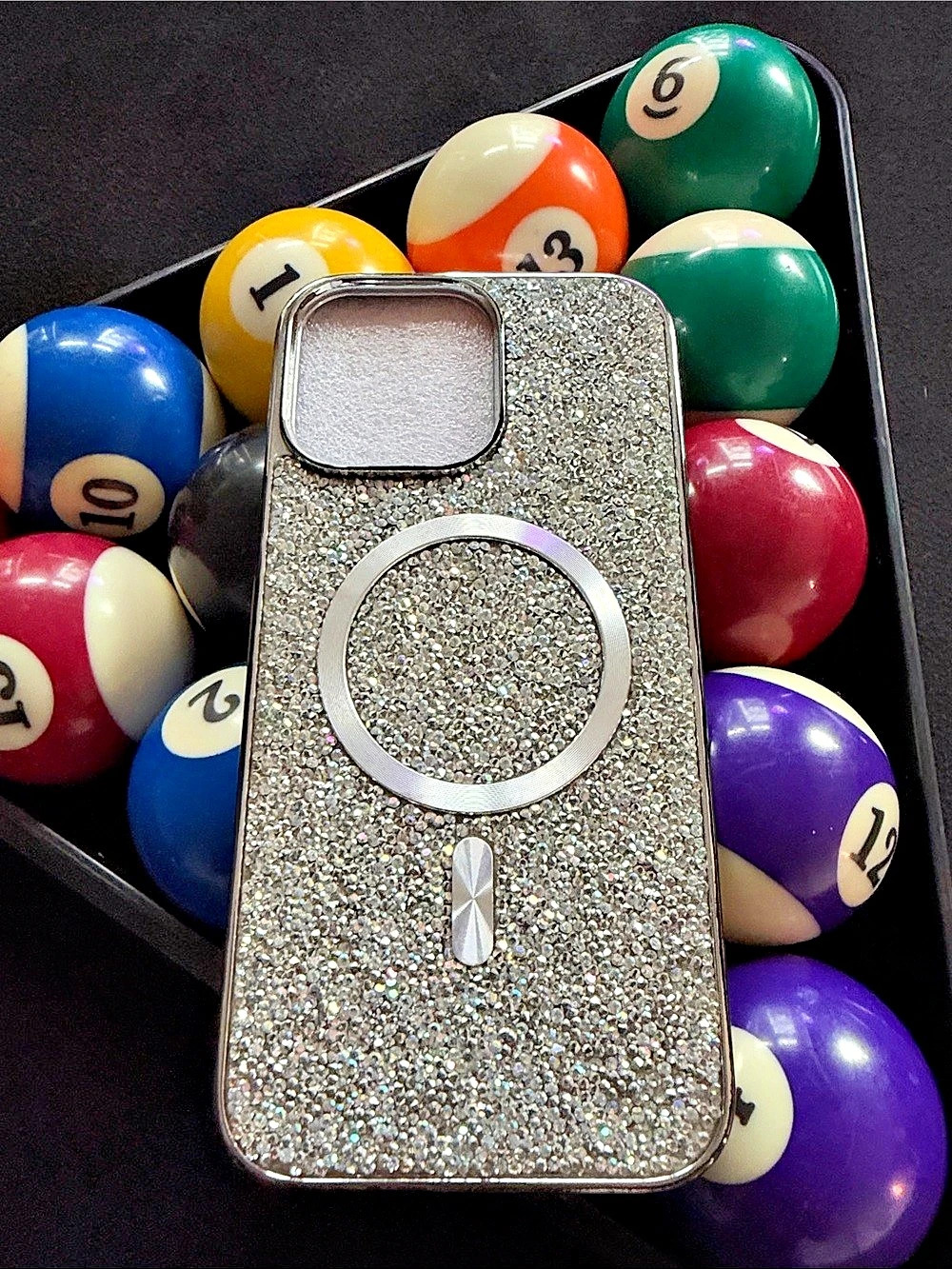 Silver Glitter Phone Case iPhone 16 pro max